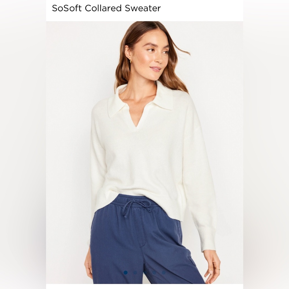 NWT Old Navy SoSoft Collared Sweater Sea Salt White size S